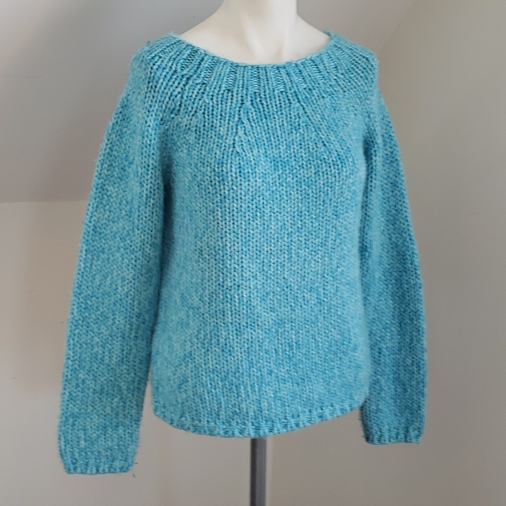New York & Company Thick Knit Cropped Teal Pullover Sweater, Size S - Picture 4 of 12